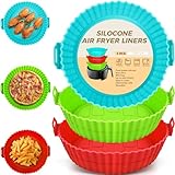 3 Packungen Silikonform für Heißluftfritteuse 20cm Air Fryer Silikon Pot Liners Wiederverwendbar anstelle Airfryer Backpapier Pergamentpapier, Heißluftfritteuse Zubehör Geeignet für Ninja,Tefal,COSORI