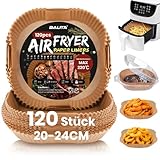 120 Stück Backpapier für Heißluftfritteuse,20CM Airfryer Backpapier Eckig Antihaft Wasserdicht Ölfest Einweg Luftfritteusenpapier Pergamentpapier Liner für Heißluftfritteuse Bratpfanne Ofen Mikrowelle